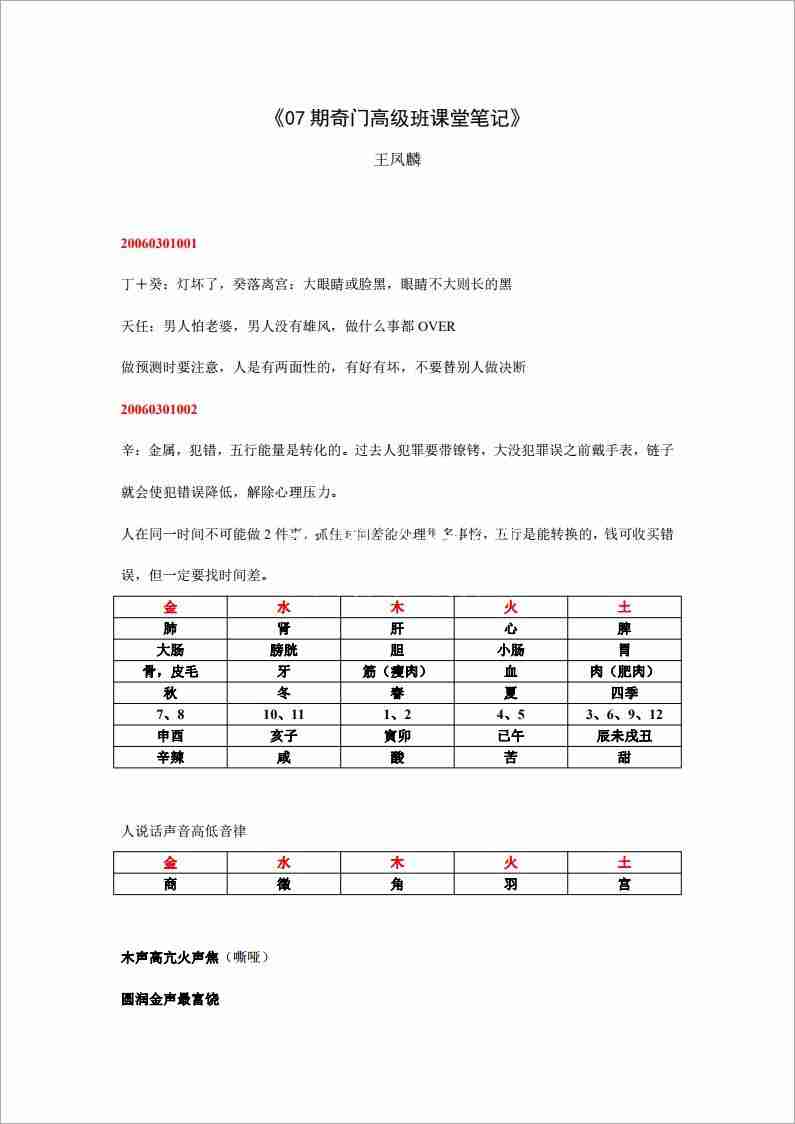 《07期奇門高級班課堂筆記》王鳳麟  .pdf